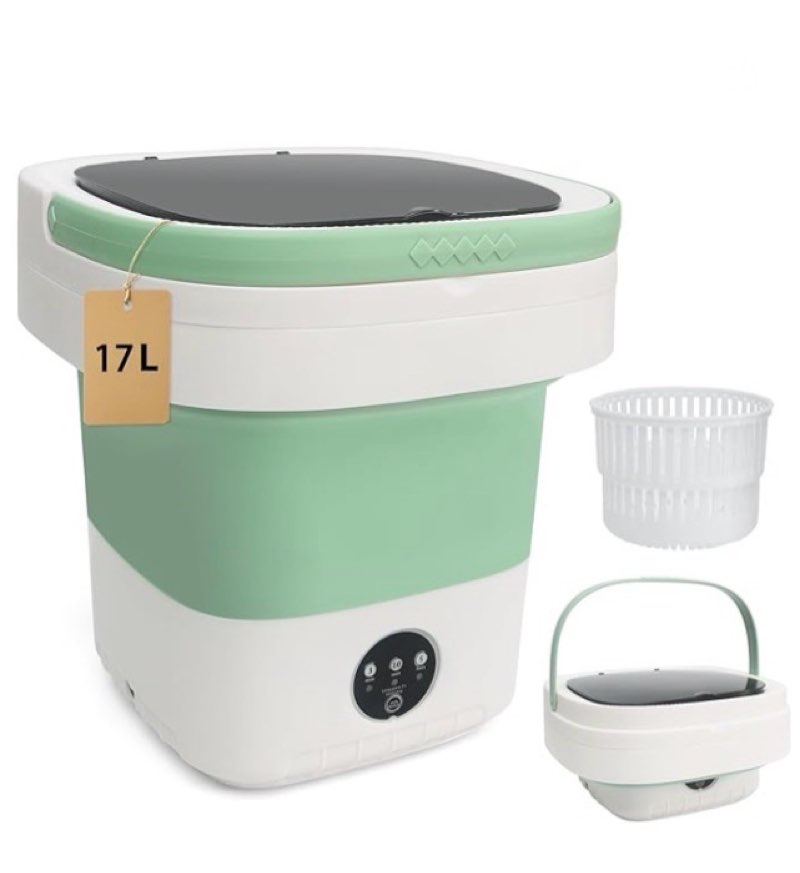 portable washing machine 17l, foldable mini washer with spin dryer, 3 cleaning modes for baby clothe