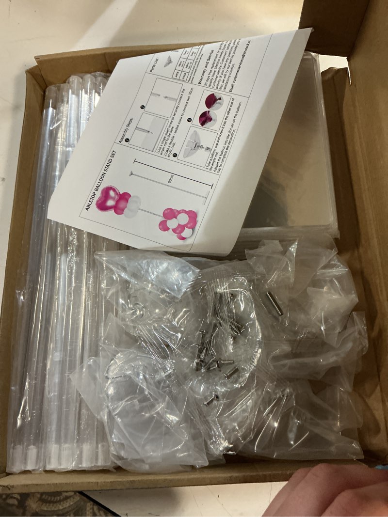 Condition photo showing New/Like New for 10 pack balloons stands for tables, 23.6 inch acrylic balloon centerpiece stands with clear base, balloon stick holder for wedding, baby shower, holiday, graduation, birthday party decoration 23.6 inch 10 pack
