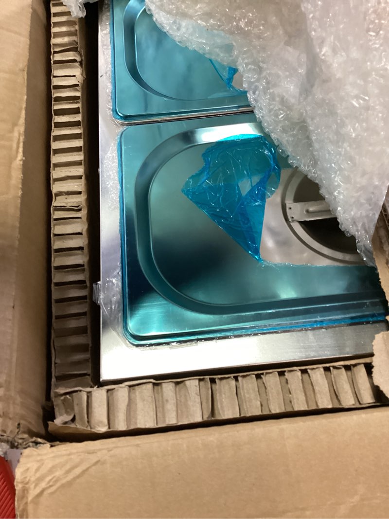 Condition photo showing Good Condition for Treshin 3 Pan Commercial Food Warmer 21 Qt Capacity 1200W Stainless Steel Electrical Bain Marie Buffet Food Warmer Steam Table with Temperature Control & Lid for Home, Party, Catering, Restaurants 3 Pan Food Warmer 3-Pan, 21 Qt