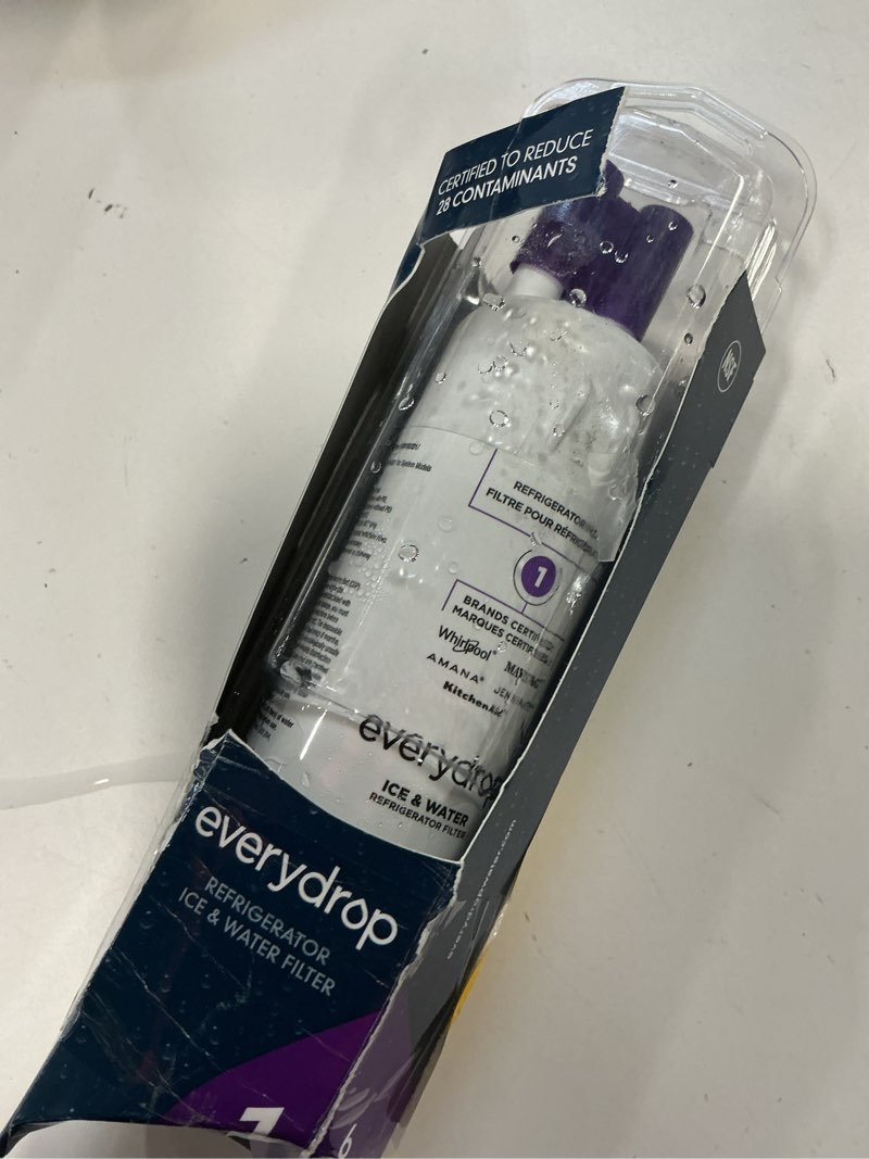 Condition photo showing As Is for everydrop by Whirlpool Ice and Water Refrigerator Filter 1, EDR1RXD1, Single-Pack , Purple