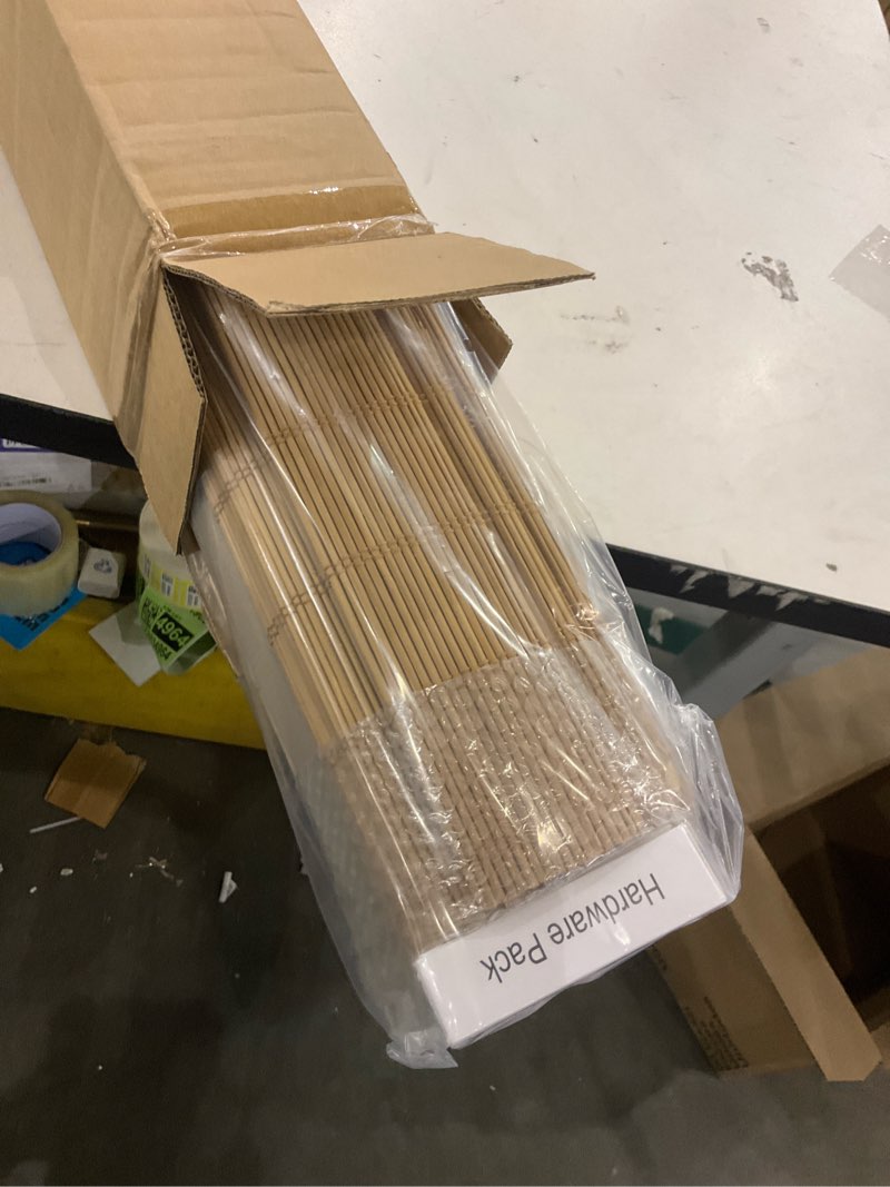 Condition photo showing New/Like New for Cordless Bamboo Roman Shades for Windows, 100% Blackout Backing Fabric for Light Blocking, 32" W × 64" H - Papara Carbon Blackout - Papara Carbon 32" W × 64" H