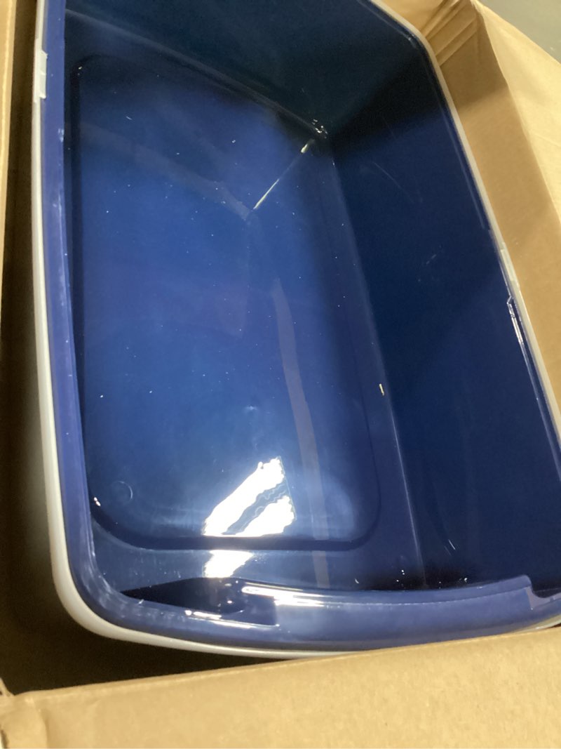 Condition photo showing Good Condition for iris usa cat litter box xx-large open top with high sided walls tall scatter shield scoop included easy clean plastic pan for big cats kittens multi-cat households 30"l x 20"w x 14"h navy xxl navy