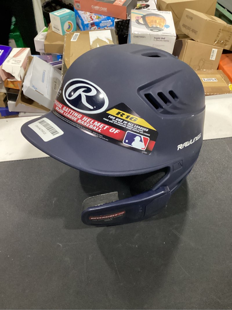 Condition photo showing As Is for Rawlings R16 Velo Reversible EXT Batting Helmet | Reversible Face Guard Matte Black Junior (6 3/8" - 7 1/8")