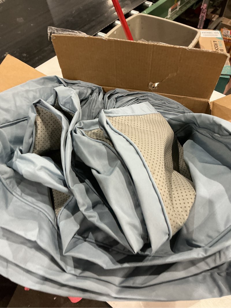 Condition photo showing As Is for yemyhom futon cover latest jacquard design high stretch armless sofa bed slipcover anti-slip furniture protector with elastic bottom (futon, light blue) futon dusty blue?see picture?