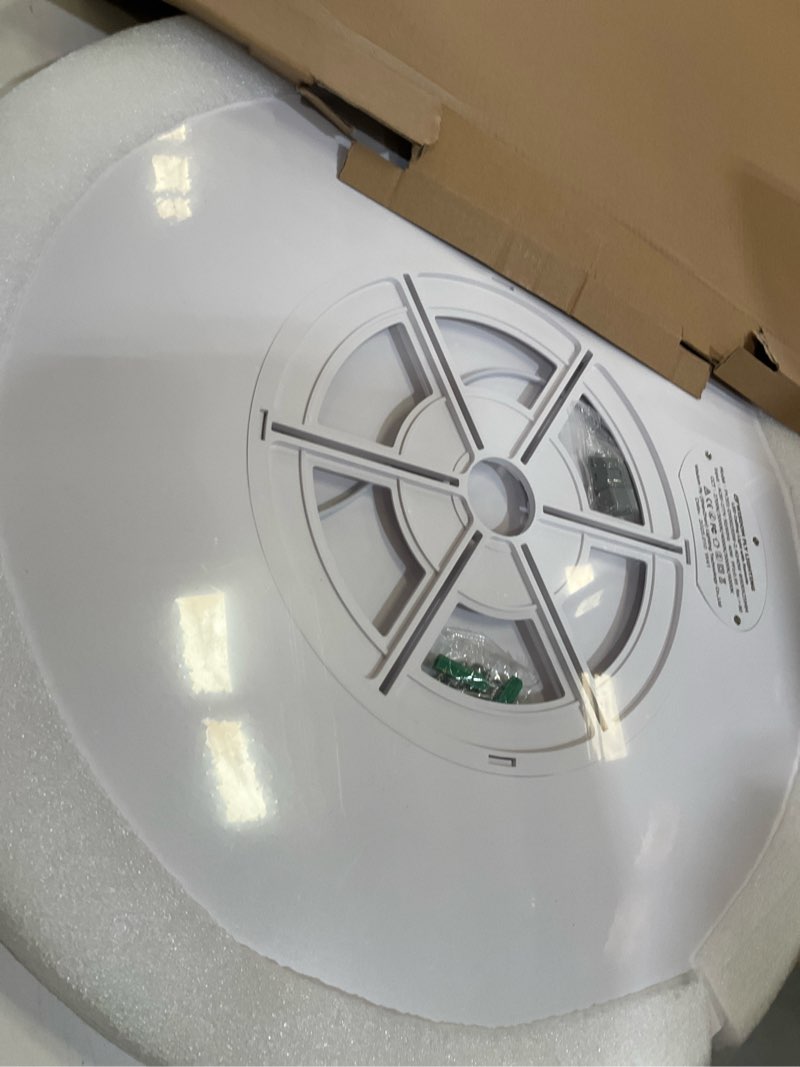 Condition photo showing As Is for 20 inch large led flush mount ceiling light with remote, 40w,4350lm, 3000k-6000k selectable, white round flat panel low profile ceiling light fitures for hallway, kitchen, bedroom, laundry room white remote-20inch-1pk