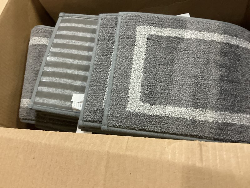 Condition photo showing New/Like New for COSY HOMEER Soft Stair Treads 15pcs Non-Slip Carpet Mat 28inX9in Indoor Stair Runners for Wooden Steps,Stair Rugs for Kids and Dogs, 100% Polyester TPE Backing Grey,Square 15pc Grey