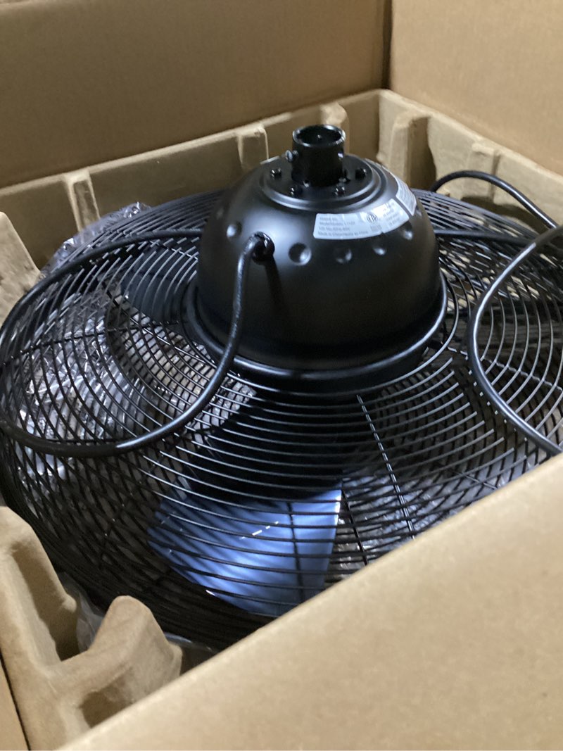 Condition photo showing Good Condition for possibly used harbor breeze valdosta 20-in outdoor black with black blades cage ceiling fan without light - remote included ( 3 -blade )