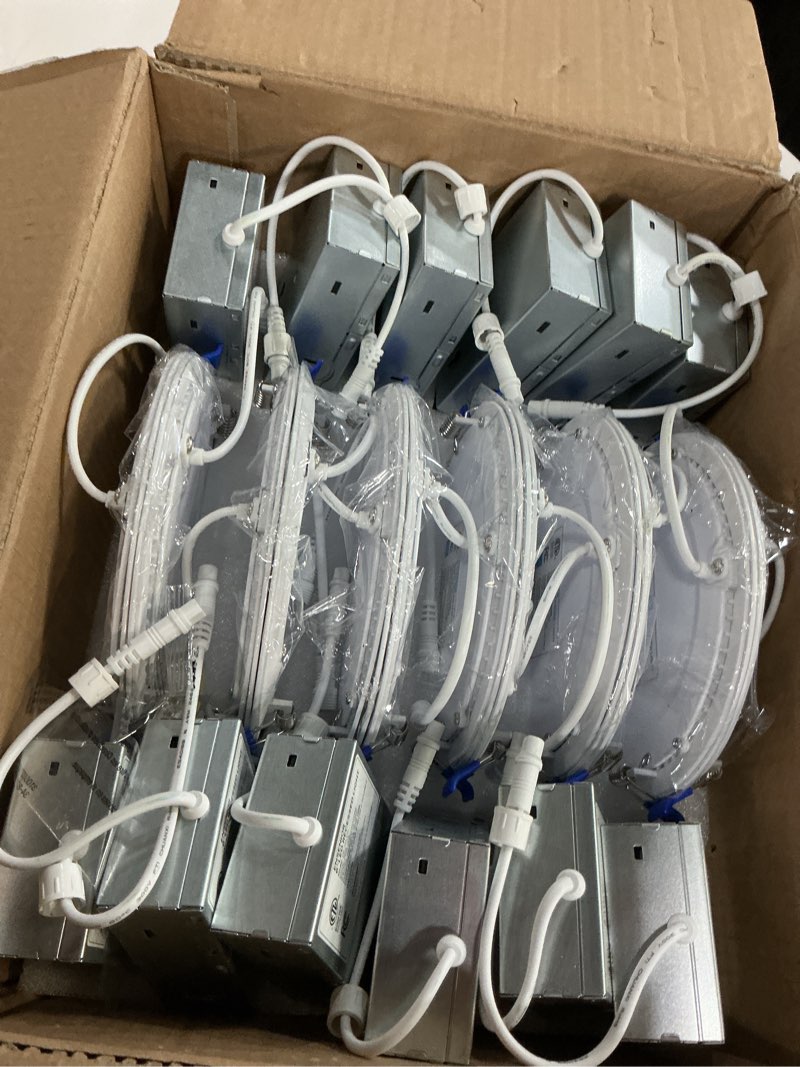 Condition photo showing Good Condition for Ensenior 12 Pack 6 Inch LED Recessed Ceiling Light, Dimmable, 4000K Cool White, 1050LM 12W 120V, High Brightness Canless Wafer Downlight - ETL&FCC&IC 6 inch 4000k - Cool White