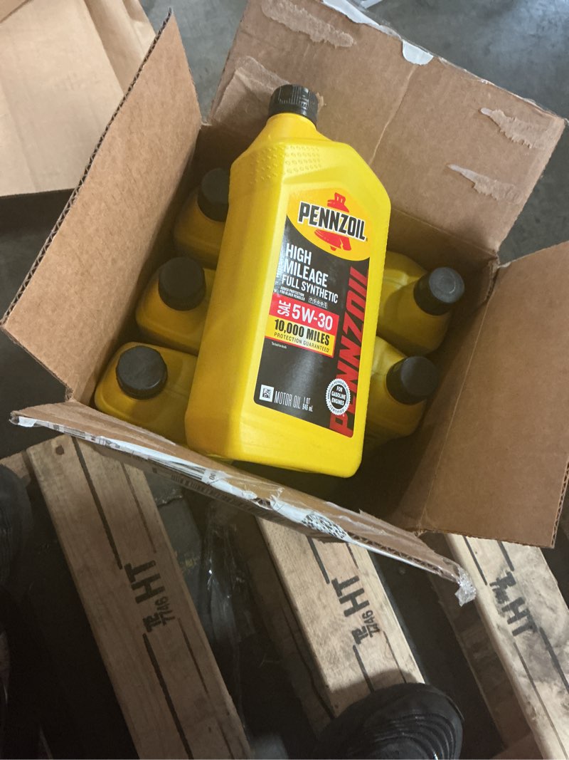 Condition photo showing New/Like New for pennzoil high mileage motor oil 5w30 6-pack/1 quart bottles