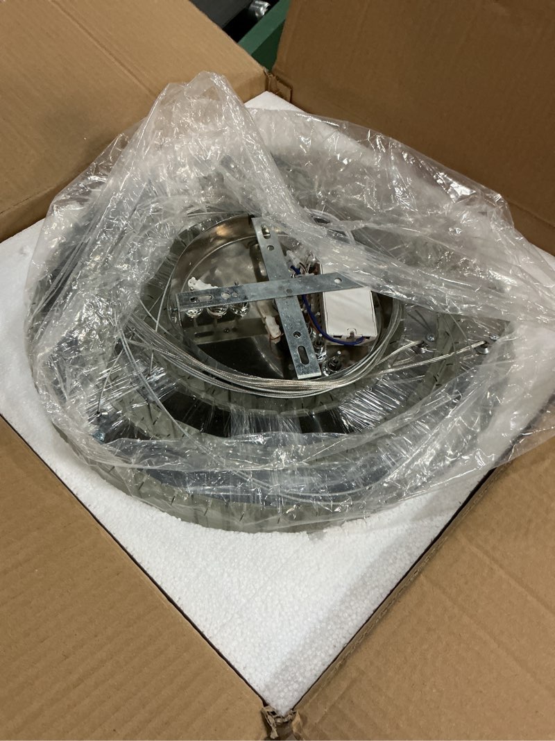 Condition photo showing Good Condition for Finktonglan 3-Ring Crystal LED Chandelier, Cool White 6500K, 52W Integrated, Adjustable Height & Shapes, K9 Crystal & Stainless Steel Pendant Light for Dining Living Room Foyer, Non-Dimmable