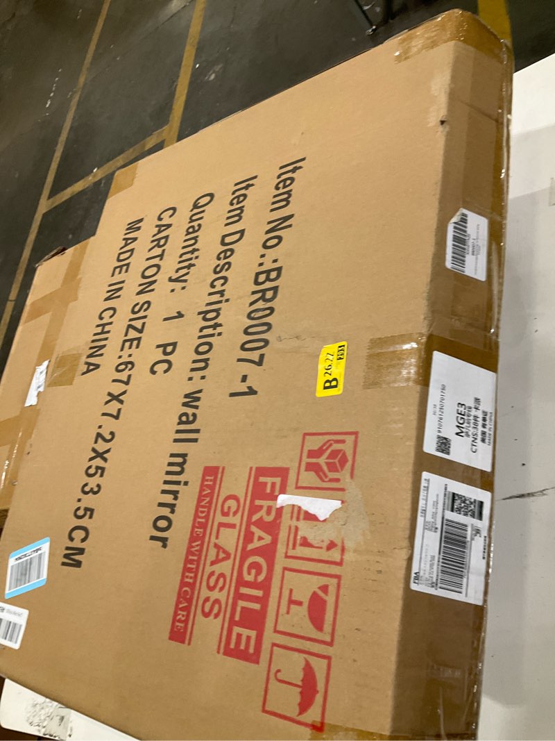 Condition photo showing Good Condition for KOHROS Scalloped Bathroom Mirrors for Over Sink 18" x 24" Silver Frameless Beveled Edge Wall Mirror for Bathroom Vanity Entryway Scalloped 18"L x 24"W