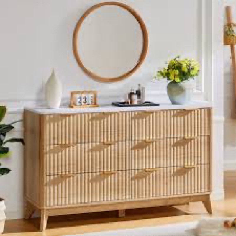 Gerius Fluted 6 Drawers Dresser INCOMPLETE 