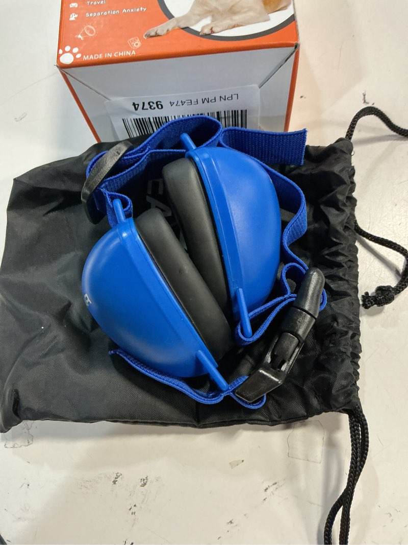 Condition photo showing Good Condition for PROHEAR Dog Ear Muffs Hearing Protection for Dogs, NRR 28dB Noise Cancelling Headphones, Easy to Adjust Dog Hearing Protection Earmuffs for Thunder, Hunting, Tourism, Cars, Racing, (M, Blue) Medium Blue