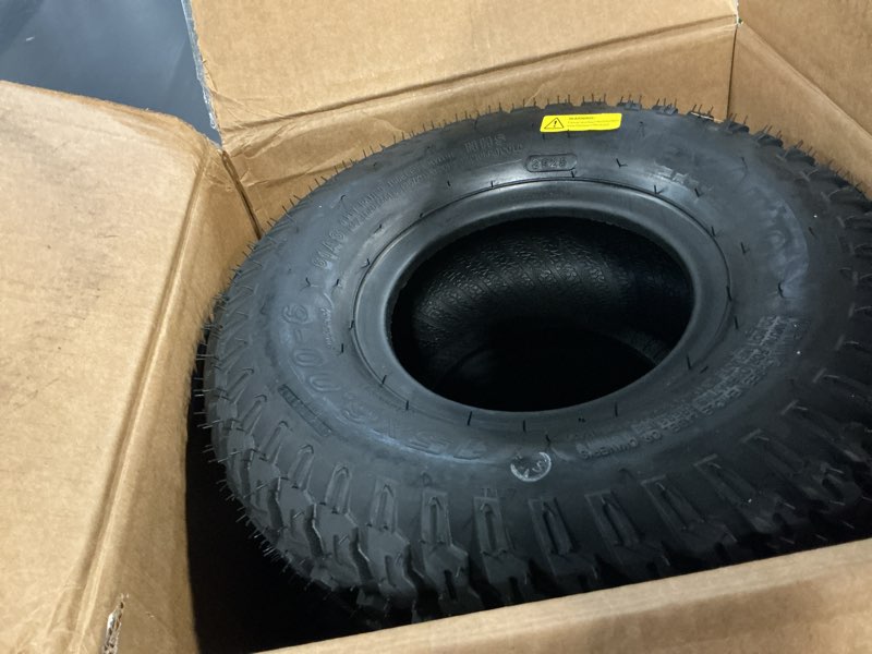 Condition photo showing Good Condition for maxauto15x6.00-6 lawn mower tire,15x6-6 front turf tires, 15-6.00-6 tubeless tires for lawn & garden riding mower tractor golf cart, 4ply, 570lbs capacity, set of 2