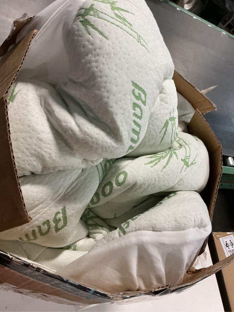 Condition photo showing As Is for Ultra Soft Queen Size Mattress Topper - Viscose Made from Bamboo Pillow Top Mattress Pad for Back Pain Relief - Naturally Cooling for Hot Sleepers, Green Green Queen