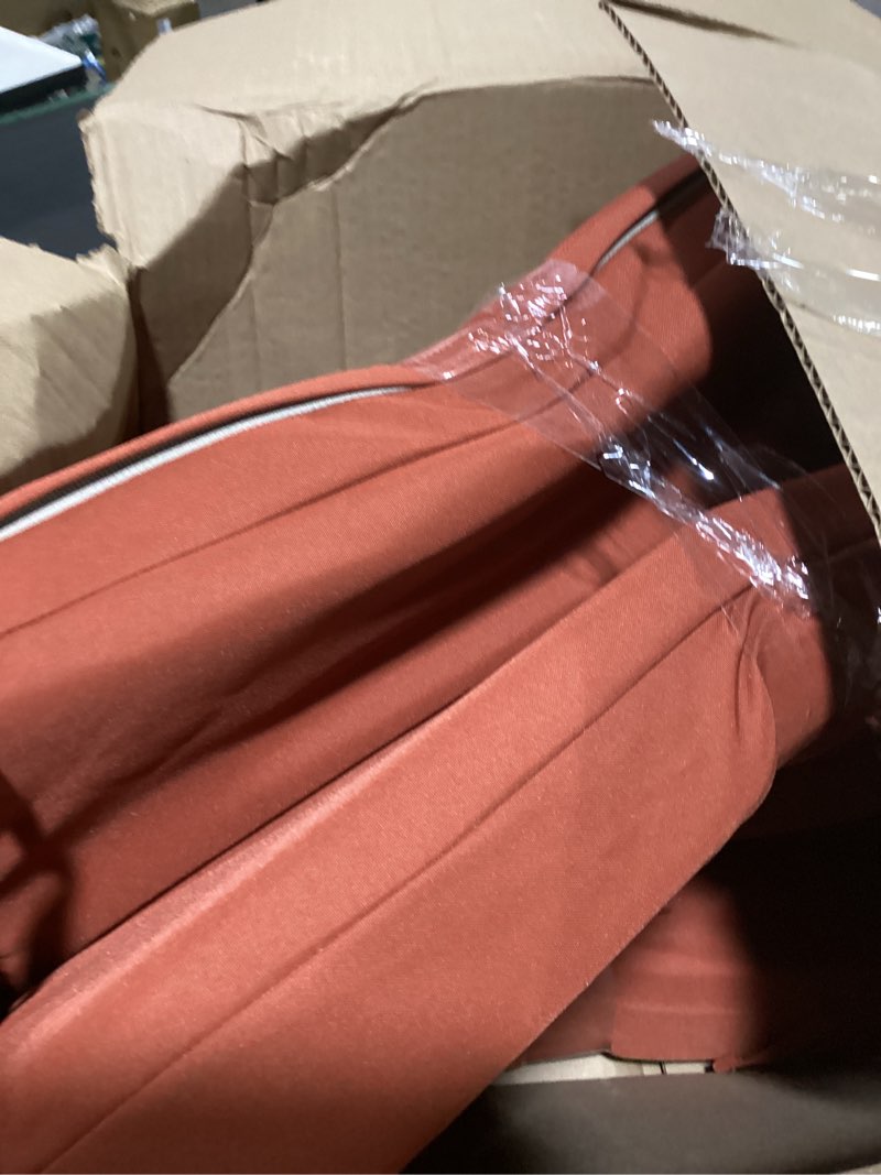 Condition photo showing Good Condition for patio furniture orange cushions with removable cover, 1 pair of cushions including 1 seat cushion and 1 back cushion
