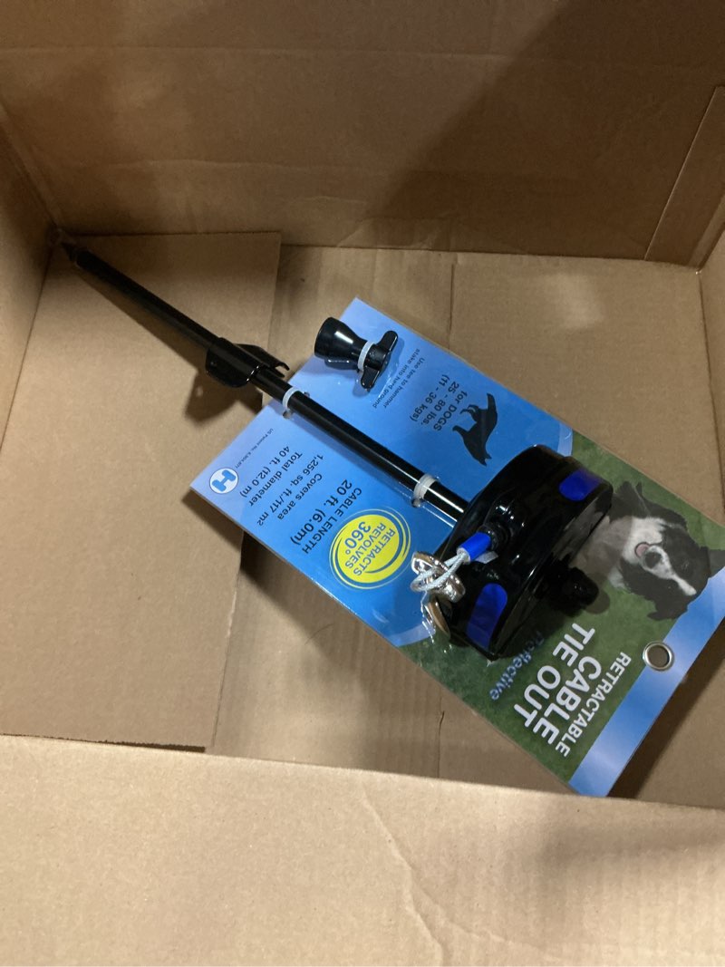 Condition photo showing New/Like New for lixit bracket mount and stake retractable leash tie outs for dogs (stake, medium) medium black