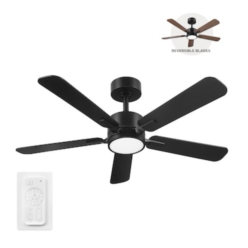 harbor breeze northbrook 42-in matte black led covered outdoor ceiling fan with light 