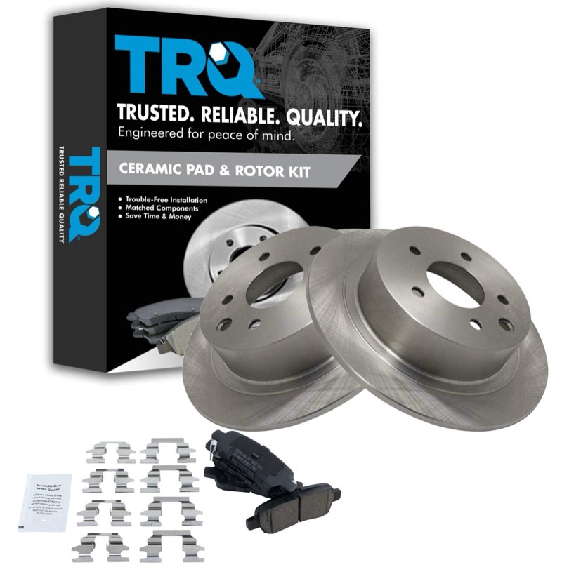 trq rear ceramic brake pads & rotor kit compatible with 02-18 nissan altima 07-17 sentra