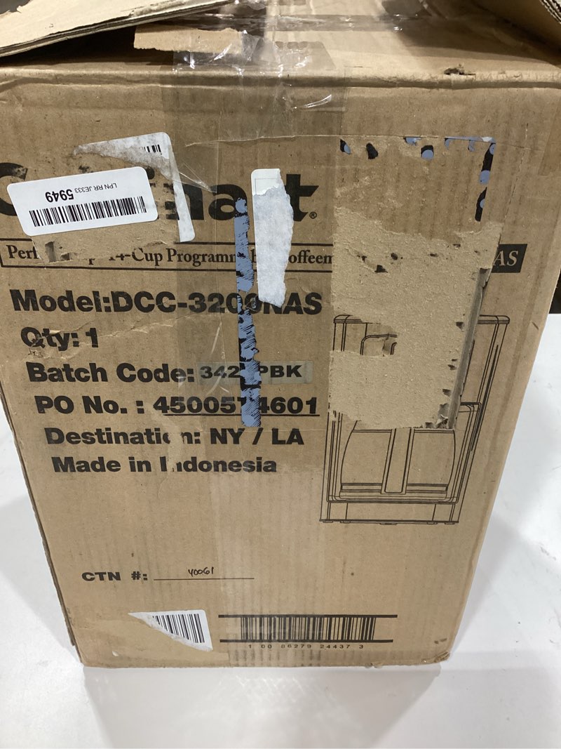 Condition photo showing As Is for Cuisinart 14-Cup Coffee Maker, Programmable PerfecTemp Glass Carafe Coffee Machine with 1-4 Cup Setting, Brew Strength Control and Pause, Stainless Steel, DCC-3200NAS 14-Cup Glass Stainless Steel