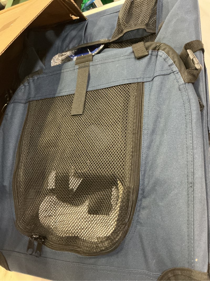 Condition photo showing New/Like New for Large Cat Carrier 24"x16.5"x16.5" Portable Dog Crate for Small Medium Dogs Collapsible Traveling Pet Crate with Collapsible Bowl 24"x16.5"x16.5" (No Litter Box) Blue