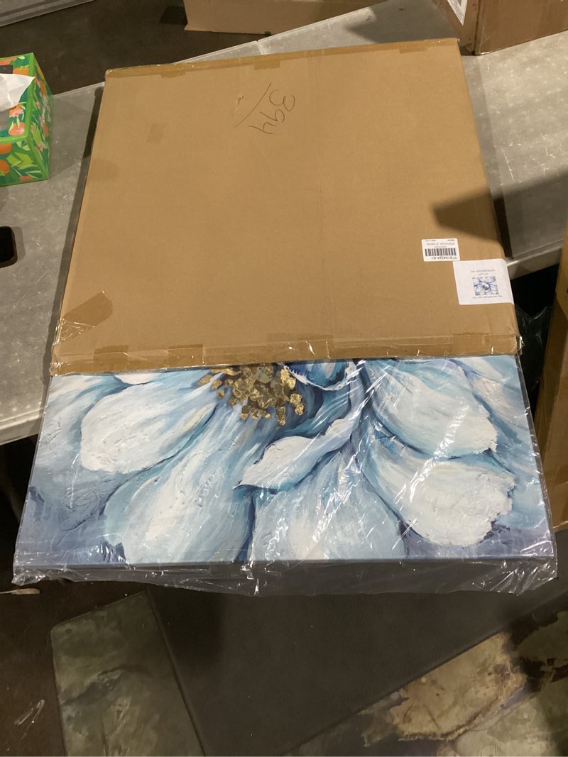 Condition photo showing New/Like New for tar tar studio floral abstract wall art picture: flower blooms artwork hand painted painting on wrapped canvas for bathrooms (24''w x 24''h, multiple sizes) blossom 24"l x 24"w