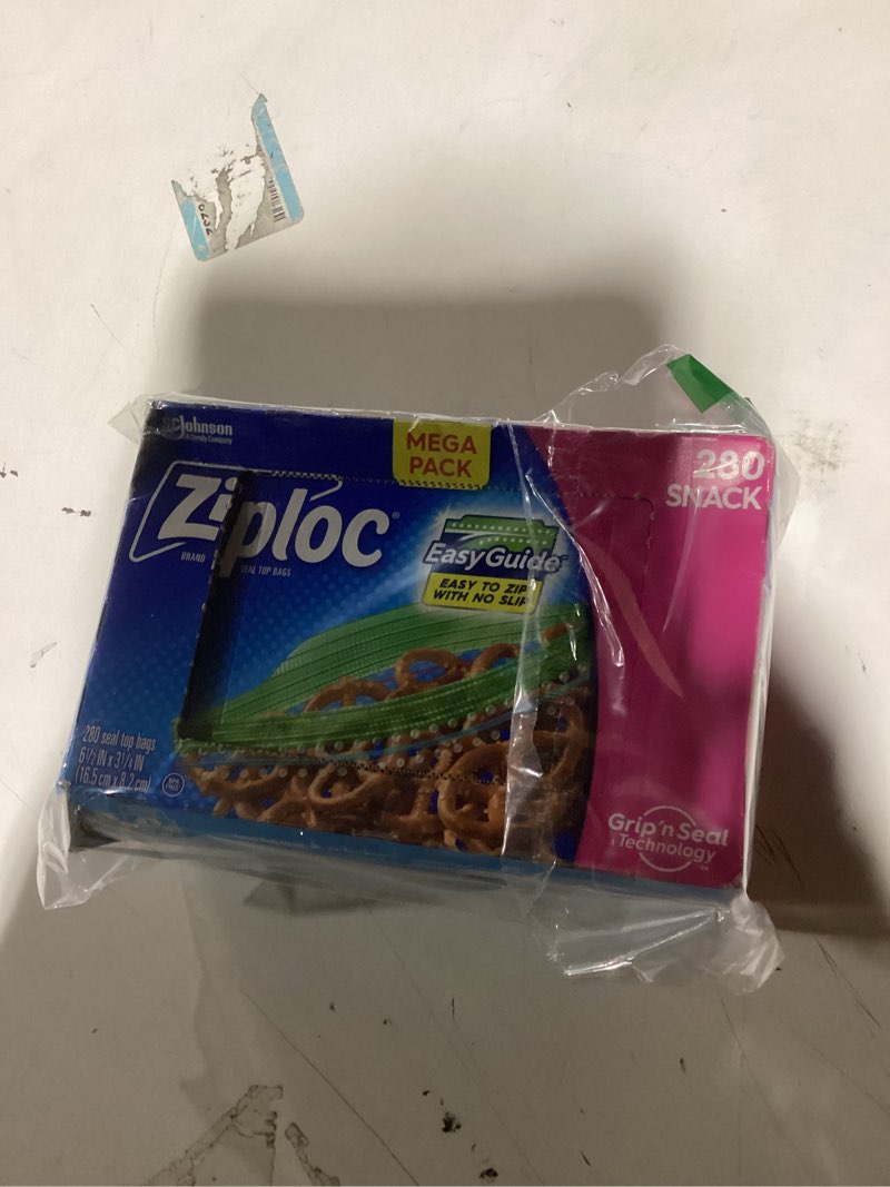 Condition photo showing Good Condition for Ziploc Snack Bags, Easy Open and Close, Plastic Food Storage Bags, 280 Bags Total (Packaging May Vary) 280 Count