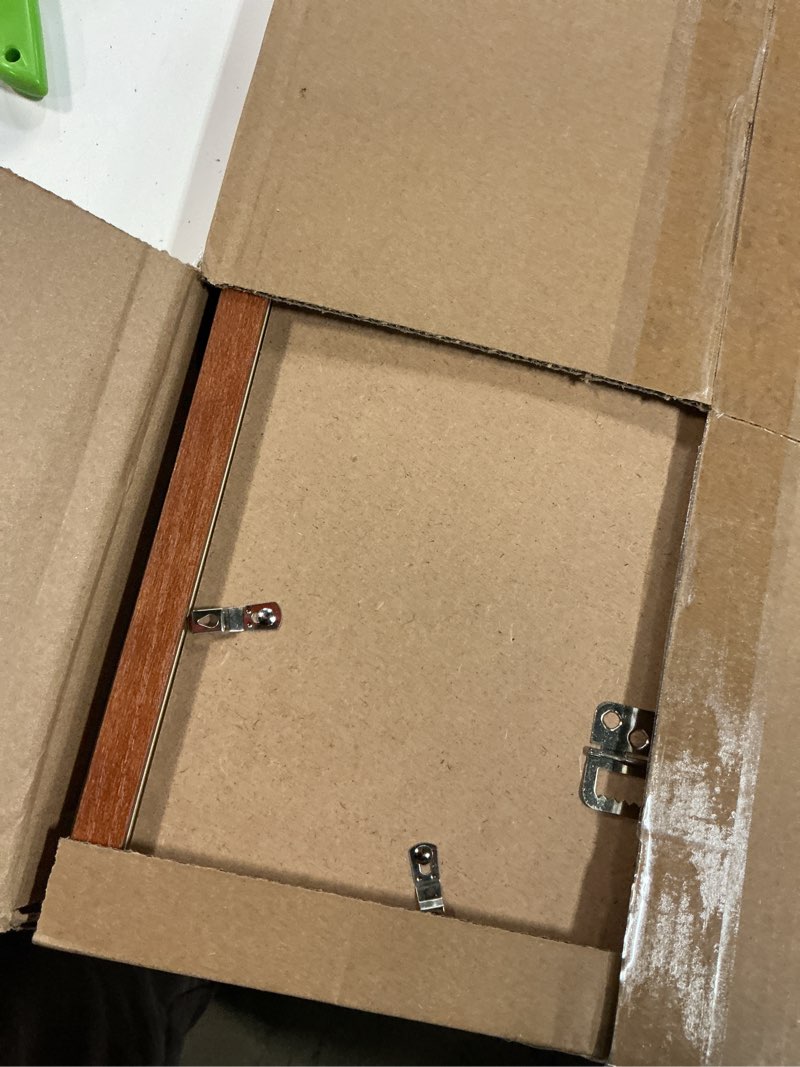 Condition photo showing As Is for 12x18 Wood Frame Brown, Rustic Natural Wooden 18x12in Poster Picture Frame, Distressed 12 x 18inch Woodgrain Gallery Photo Frame with HD Plexiglass, Horizontal Vertical Wall Mounting Display 1pcs Brown 12x18