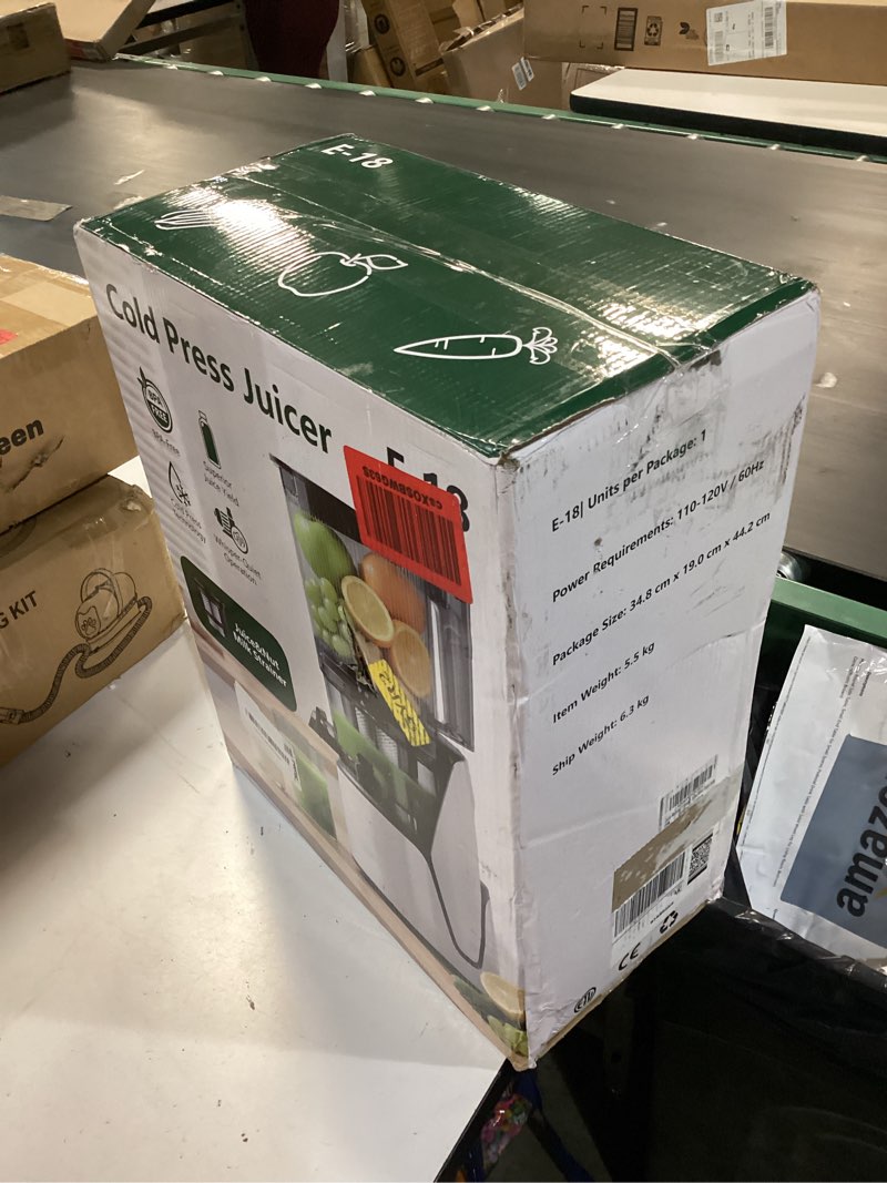 Condition photo showing New/Like New for EanOruus Juicer Machines, 3-in-1 Cold Press Juicer with 6.5" Extra Large Chute, 100oz Large Capacity, AC Motor, Makes Juice, Nut Milk & Sorbet, Bright White