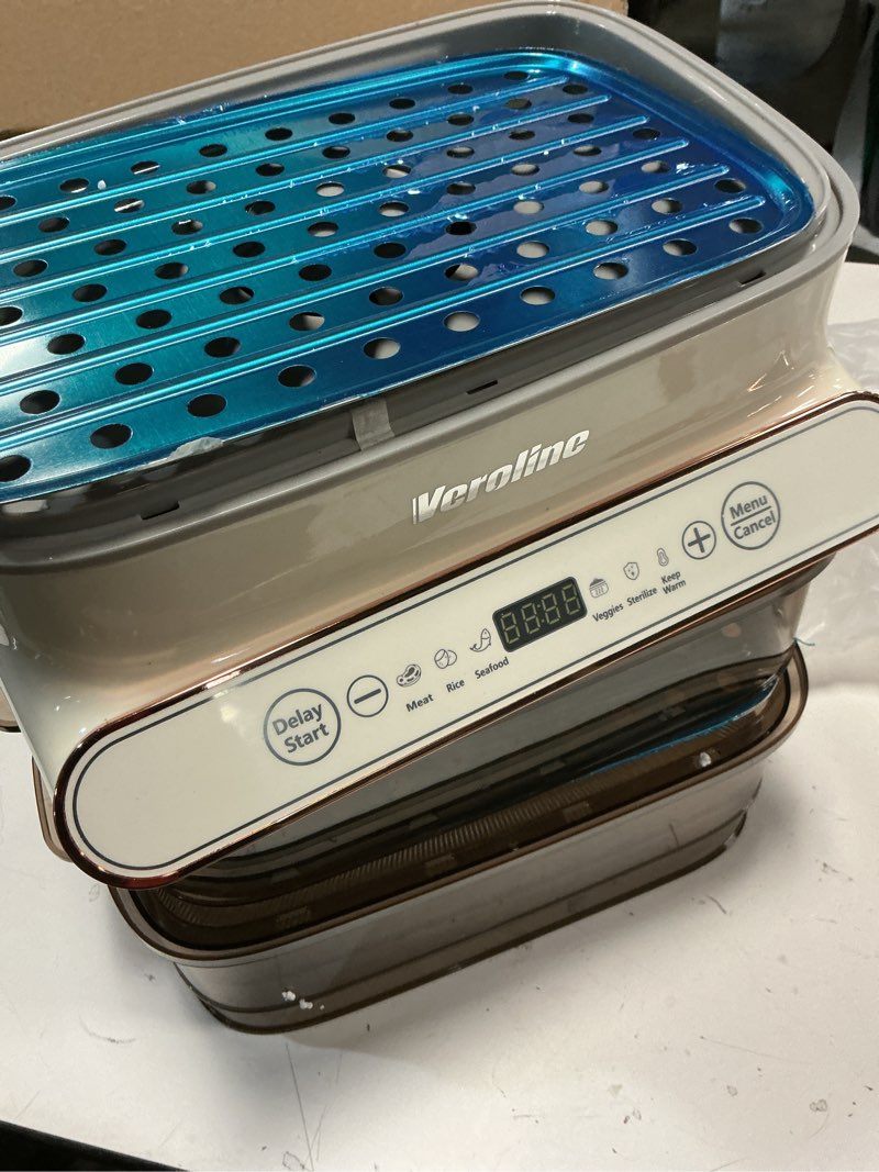 Condition photo showing Good Condition for Electric Food Steamer for Cooking, 15QT Vegetable Steamer with 3-Tier Stainless Steel Trays, 1200W Electric Steamer for Fast Simultaneous Cooking, 24H Delay Start, Auto Shut-Off, BPA-Free