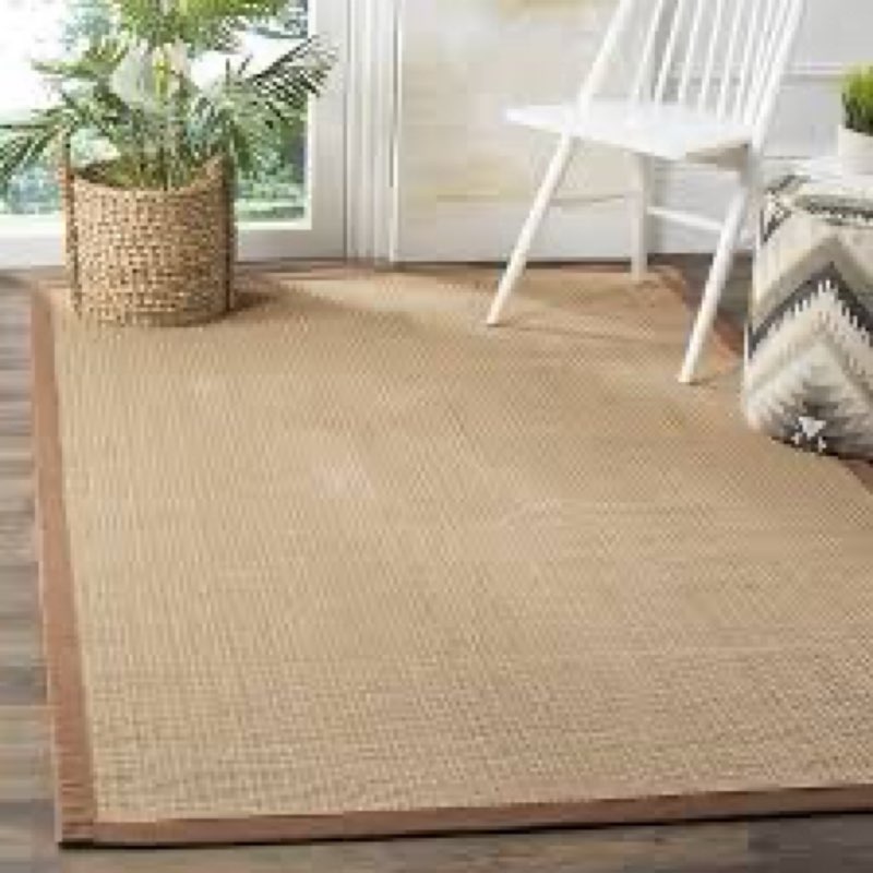  similar safavieh natural fiber collection area rug - 7 x6multi & light brown, border stripe sisal design, easy care, ideal for high traffic areas in living room, bedroom
