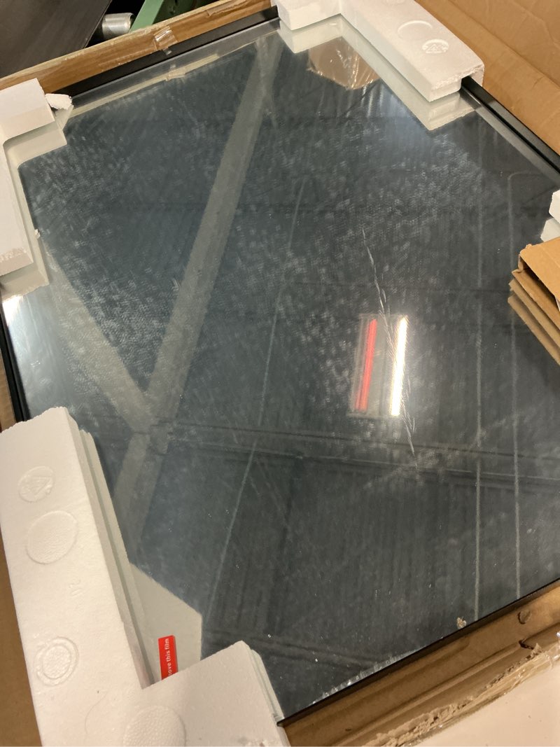 Condition photo showing Good Condition for loaao black metal framed bathroom mirror for wall, 22x30 inch rounded rectangle mirror, matte black bathroom vanity mirror farmhouse, anti-rust, hangs horizontally or vertically black 30"l x 22"w