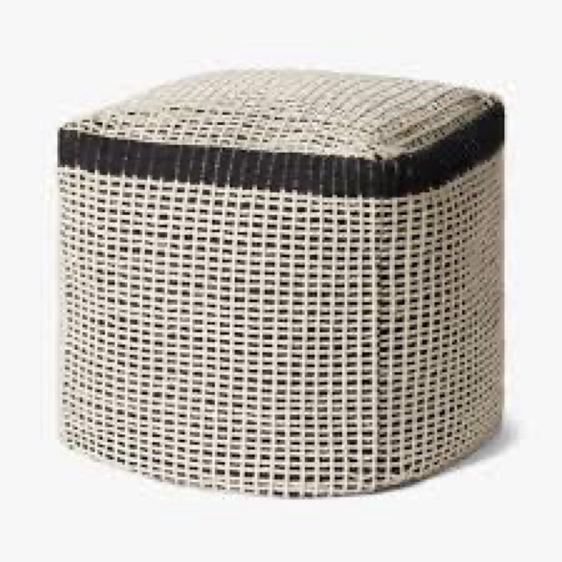 Loloi II LPF0040 Black/Ivory 18'' W x 18'' D x 18'' H Pouf