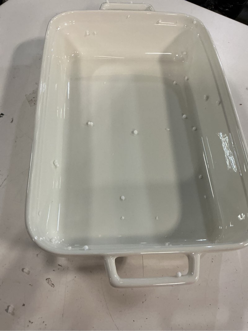 Condition photo showing Good Condition for dowan 8x8 baking dish, square baking pan, ceramic casserole dishes for oven, cake pan with handle, for brownie, lasagna, casserole, 2 quart, home gift, white 8x8 white
