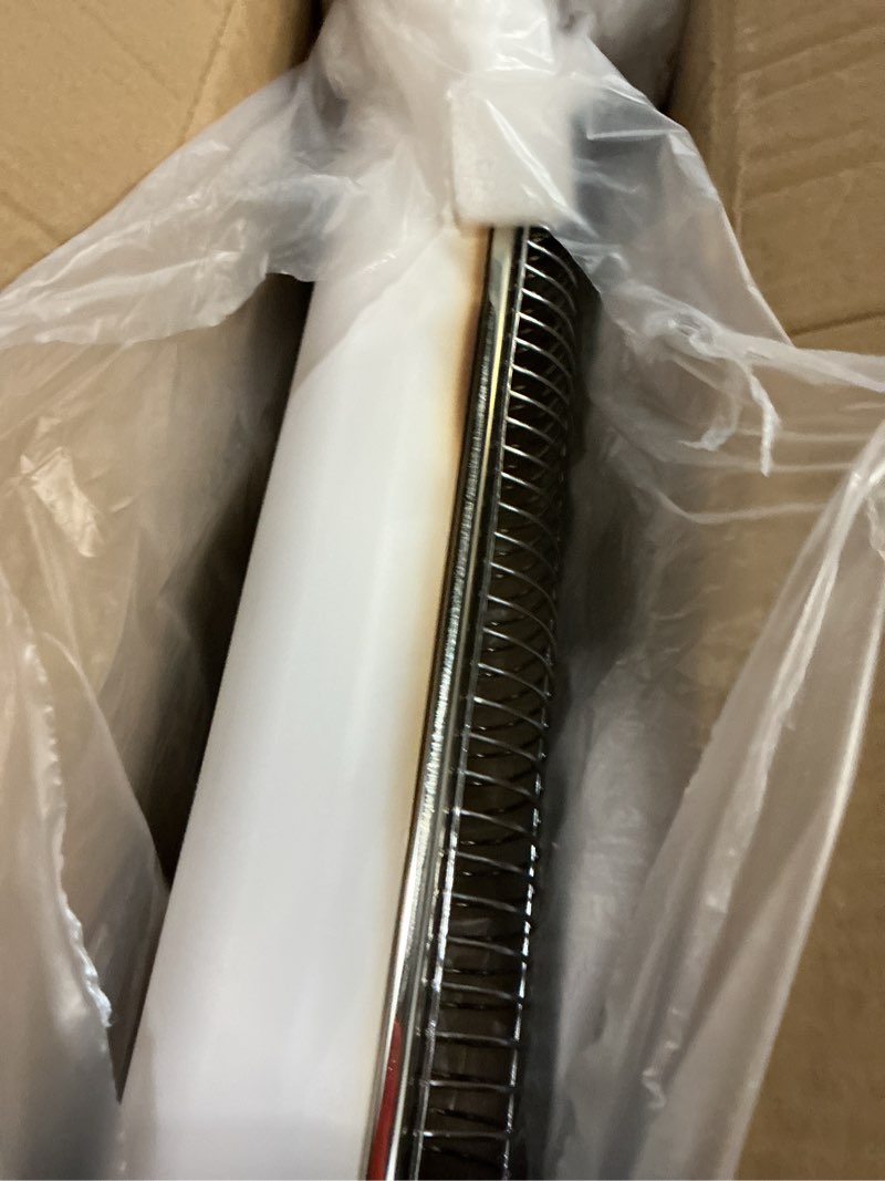 Condition photo showing As Is for Patio Heater for Outdoor Use, Infrared Electric Outdoor Heater, 1500W Instant Heating, 60-Degree Oscillation, 9 Heat Levels, 9H Timer, Remote, for Garage, Backyard, Large Room, Indoor, 32.2", White White 32.2"