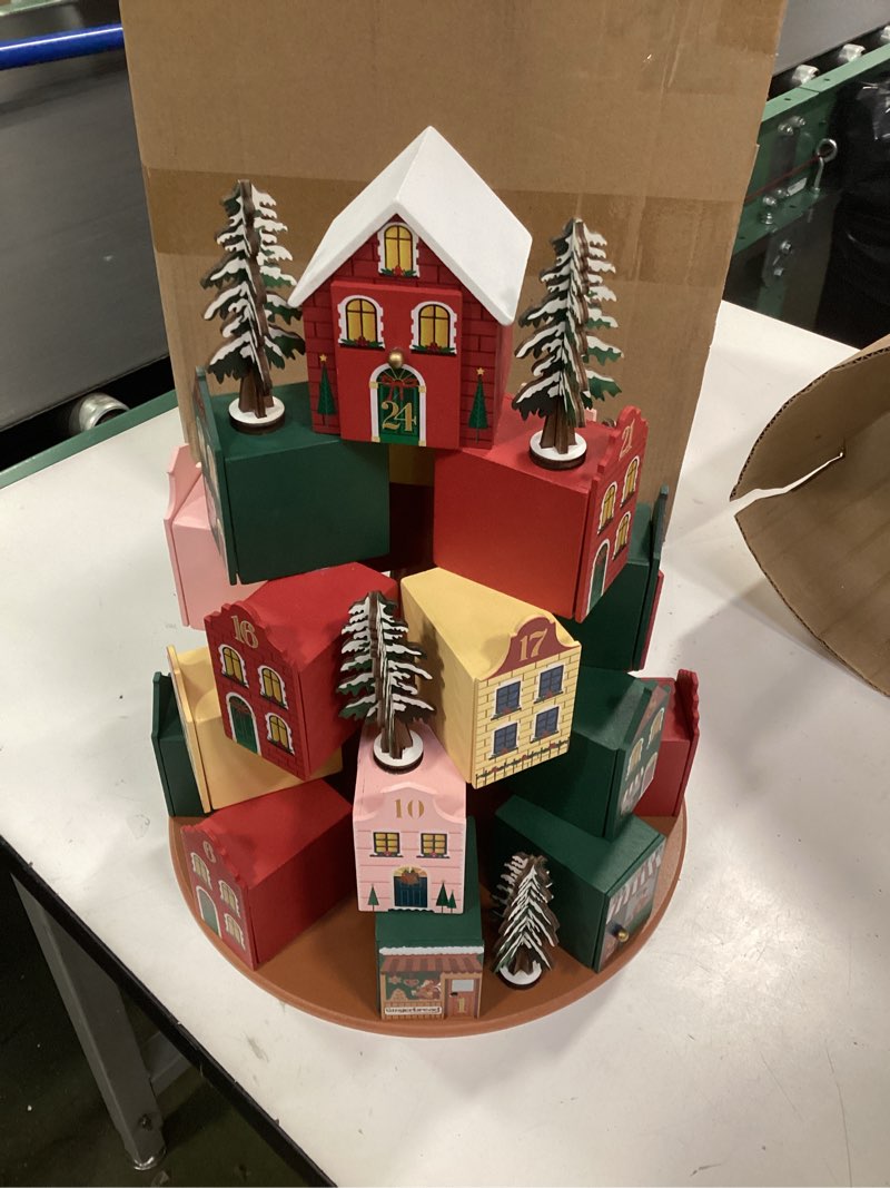 24 Day Advent Calendar Christmas Decoration Reusable Wooden Gift Supplies Ornament Wooden House, for Office New Year Party