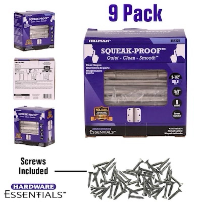 hillman squeak-proof 3-1/2-in h x 5/8-in radius satin nickel mortise interior door hinge 9 -pack incomplete