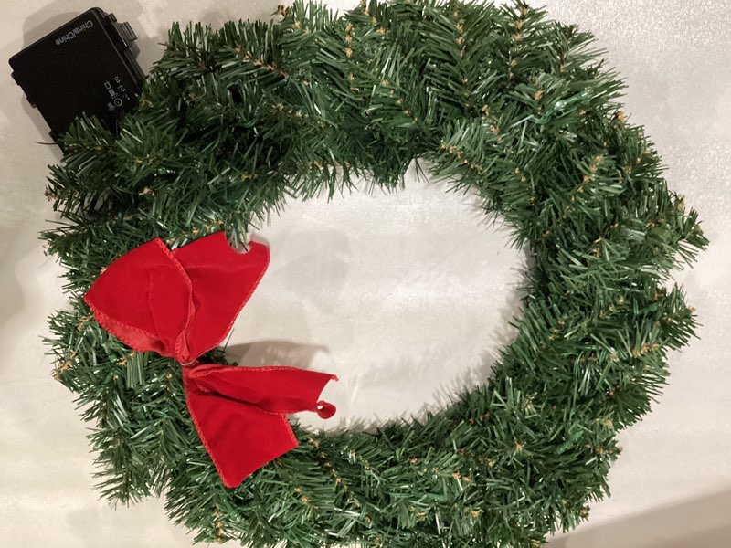 Artificial Pre-Lit Balsam Pine Christmas Wreath with Red Bow, 16 Inches, Battery Operated with Timer 3 pack