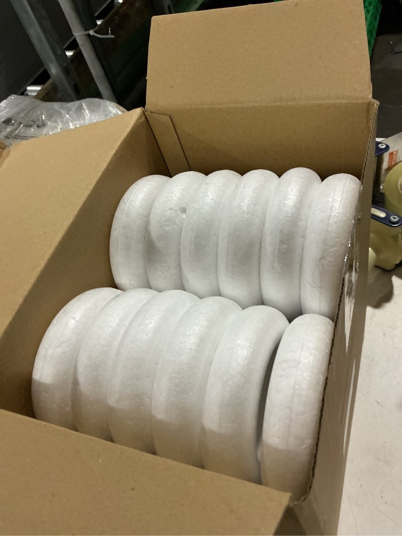 Condition photo showing Good Condition for zeyune 36 pcs 4 inch foam wreath form small polystyrene foam rings for crafts round white wreath circles for diy wedding party holiday anniversary christmas door home flower art supplies