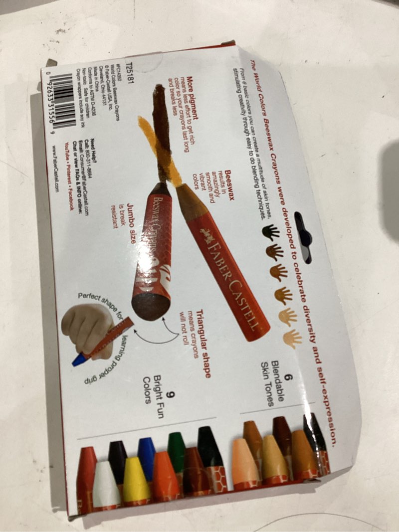 Condition photo showing Good Condition for Faber-Castell World Colors Beeswax Crayons | 12 Blendable Skin Tone Colors | Screen-Free Coloring that Builds Color Skills | Easy-Grip, Non-Toxic for Preschoolers (Ages 3+)