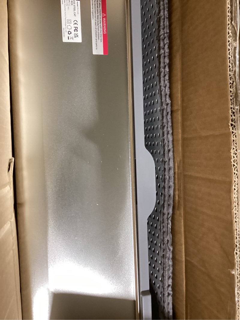 Condition photo showing Good Condition for Enclosed Stainless Steel Cat Litter Box with Lid, XL Extra Large Litter Box for Big Cats, Metal Litter Pan High Sided, Never Absorbs Odors, Anti-Urine Leakage, Easy Cleaning, Include Scoop B--Dark Gray