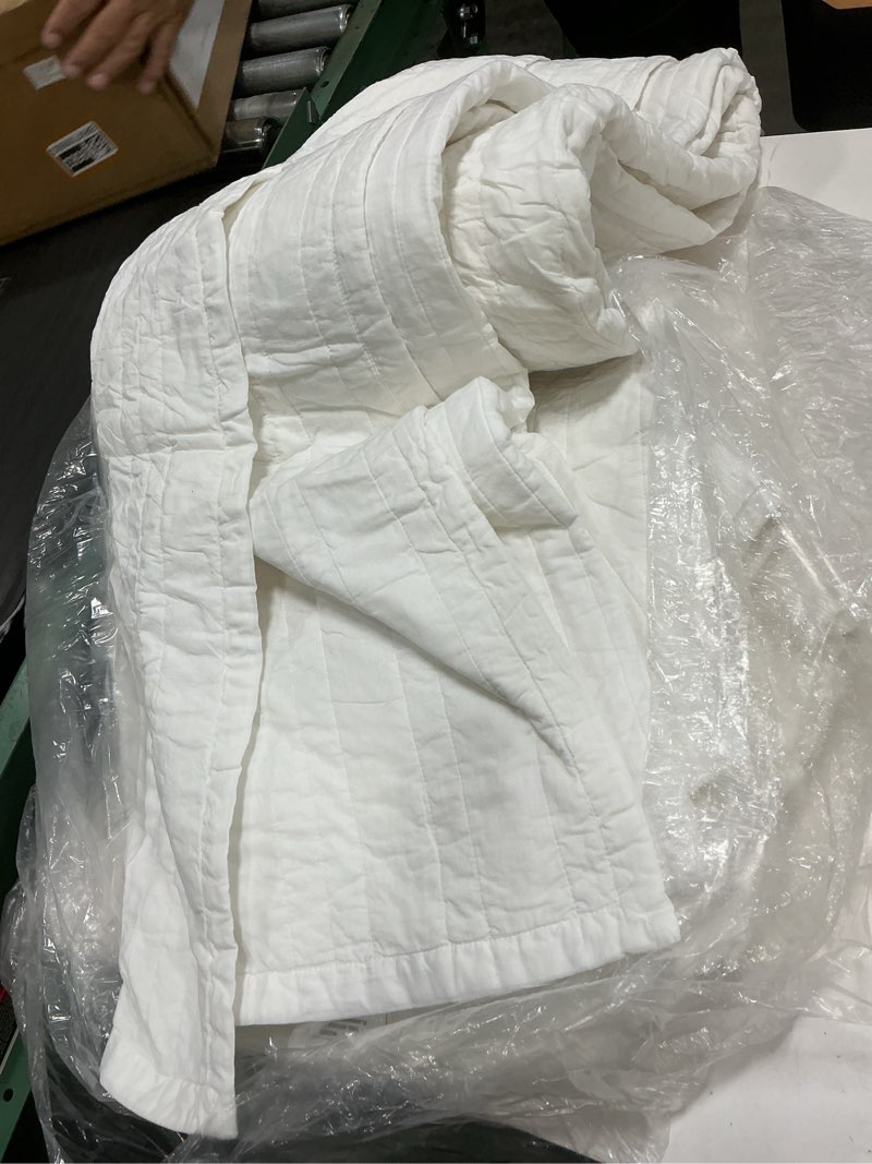 Condition photo showing As Is for quince organic cotton gauze box quilt set color white 