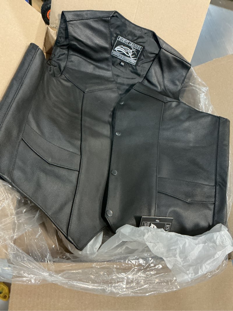 Condition photo showing Good Condition for event leather el5310 black motorcycle leather vest for men - riding club adult motorcycle vests xx-large black