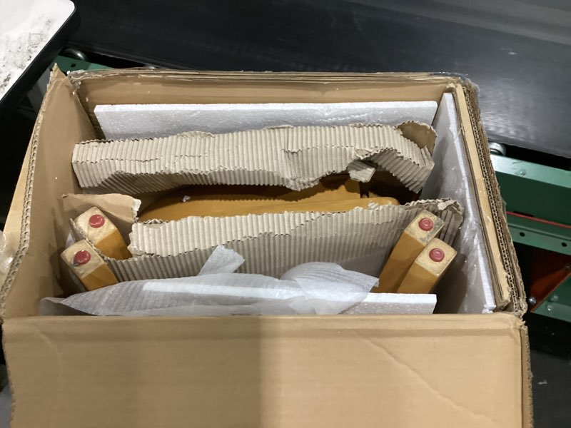 Condition photo showing As Is for missing parts east west furniture vac-oak-w vancouver kitchen dining chairs - slat back wooden seat chairs, set of 2, oak