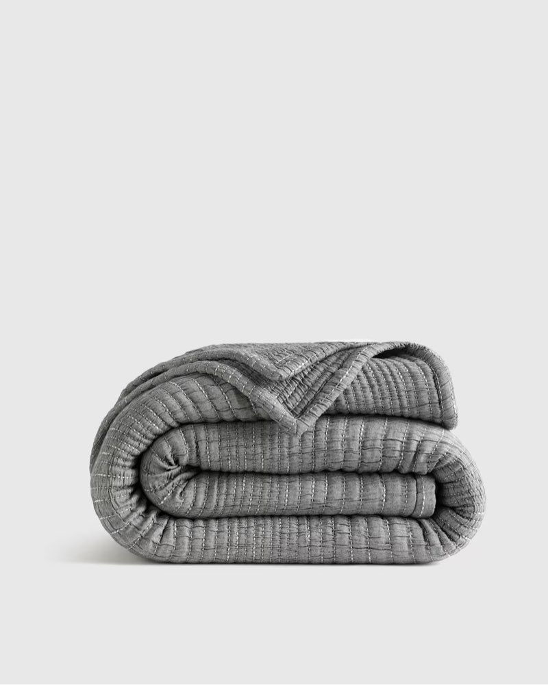 Organic Cotton Channel Stitch Coverlet (88”x 92 “)