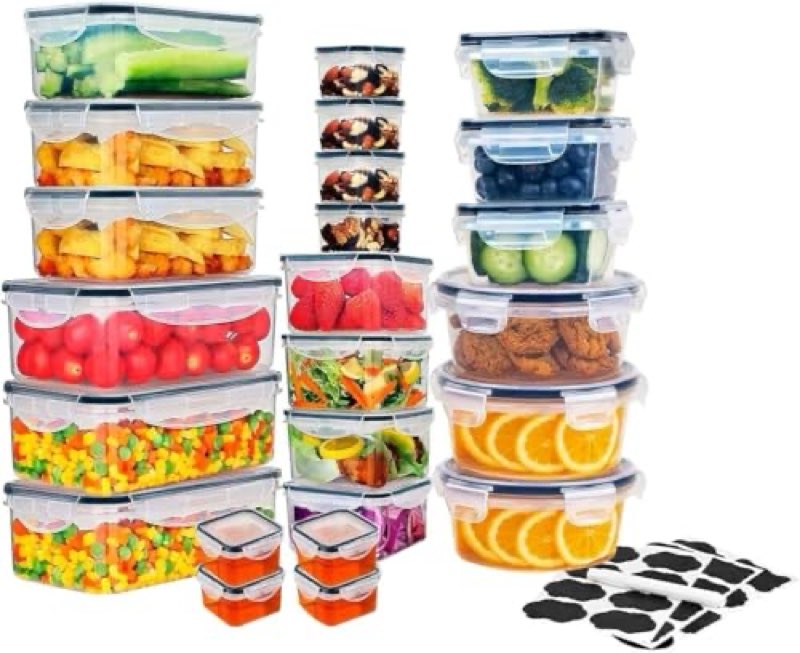 Raganet Food Containers, Set of Airtight Containers with Lids, Made of Plastic