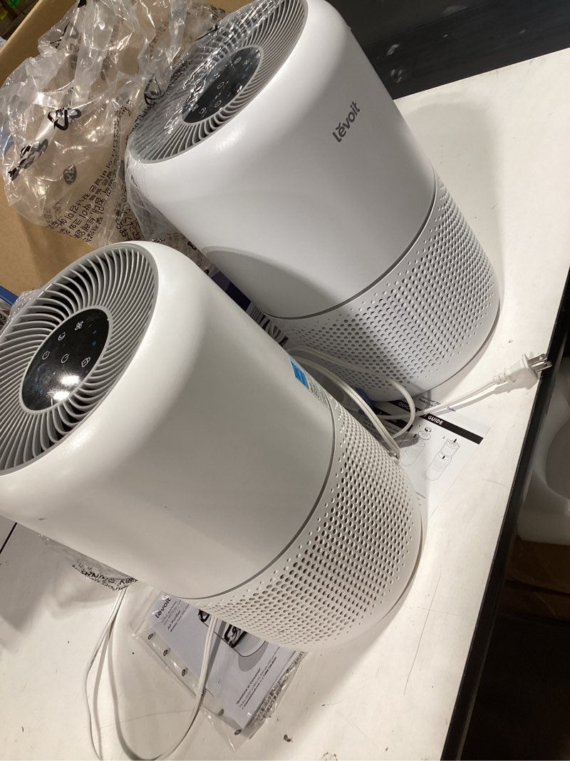 Condition photo showing Good Condition for levoit air purifier for home allergens pets in bedroom, covers up to 1073 ft² by 56w high torque motor, aham verifide, 3-in-1 filter, hepa sleep mode, remove dust smoke odor, core300-p, white, 2 pack white core 300-p 2pack