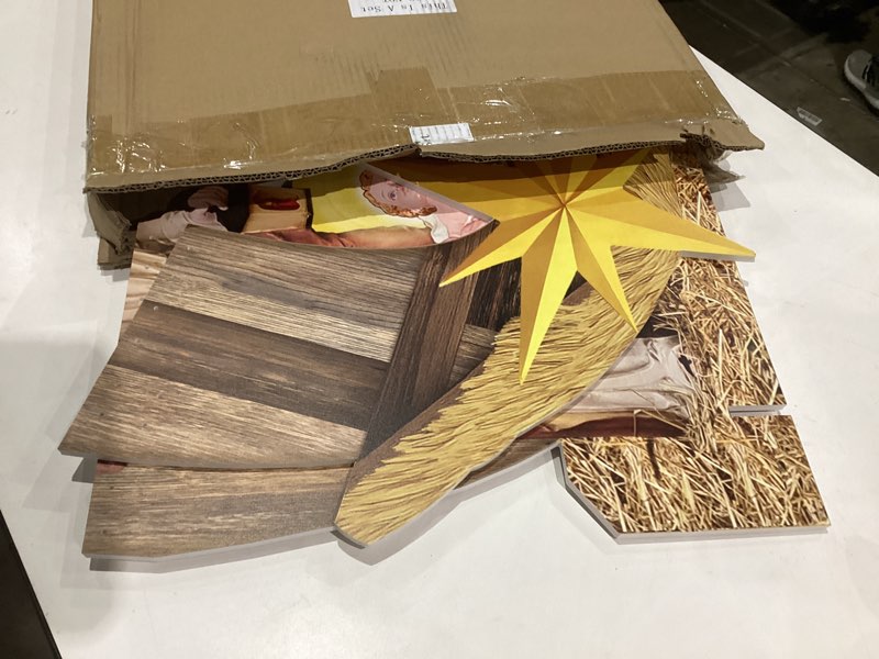 Condition photo showing Good Condition for Zonon 3 Pcs Large Christmas Nativity Scene Outdoor 47" Holy Family Yard Decorations with Stakes PVC Water Resistant Weatherproof Sturdy Christian Nativity Signs for Yard Lawn Garden Decor(Novel)