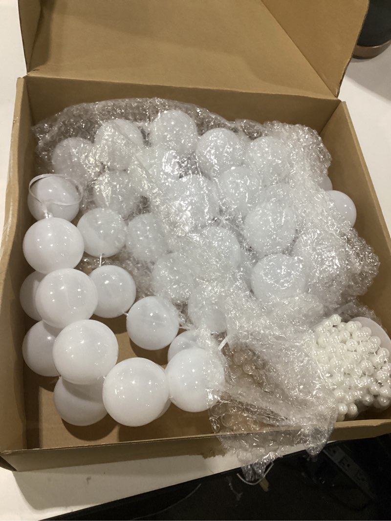 Condition photo showing As Is for 3 pcs giant wedding pearl bead garland 9.84 ft 13.12 ft white jumbo ball bead hanging banner faux pearl strand chain for wedding engagement bridal shower photo background decoration
