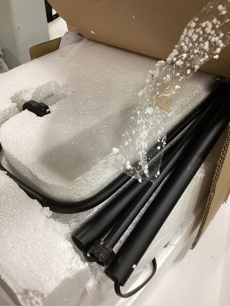 Condition photo showing Good Condition for Harrison Arc Floor Lamp with Glass Shade in Blackened Bronze/Clear